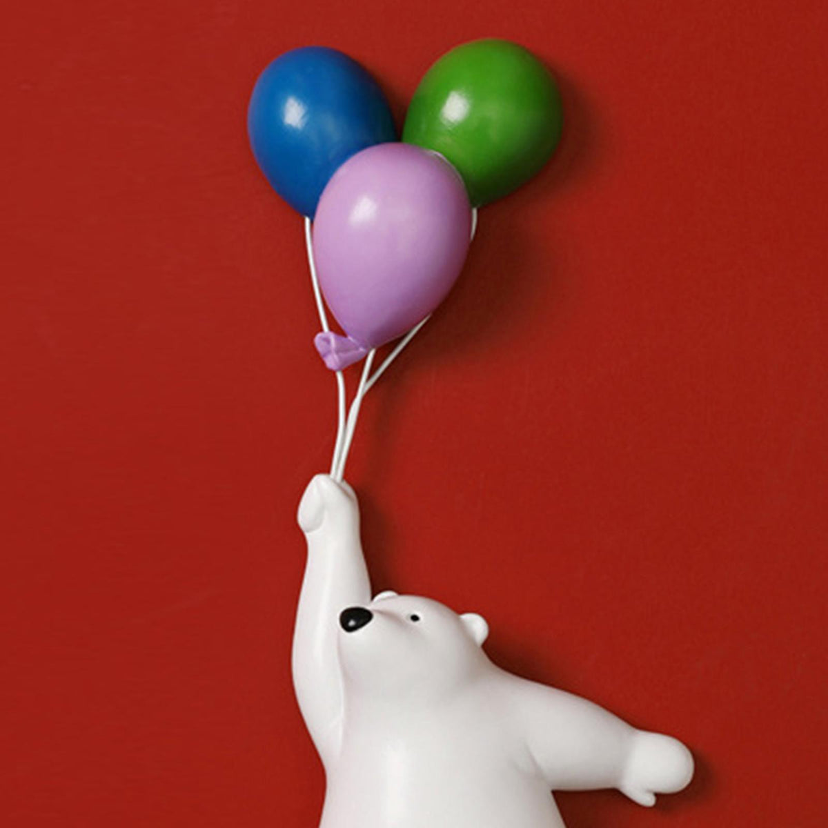 Modern Polyresin 3 Balloon Polar Bears Figurines Animal Ornament Style 03