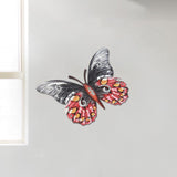 Metal Butterfly Hanging Wall Sculpture for Home Garden Decor Red