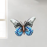 Metal Butterfly Hanging Wall Sculpture for Home Garden Decor Blue Grey