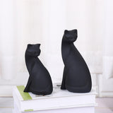 Cat Figurine Animal Sculpture Miniature Livingroom Statue Black