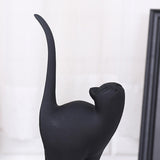 Cat Figurine Animal Sculpture Miniature Livingroom Statue Black Tail Up