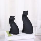 Cat Figurine Animal Sculpture Miniature Livingroom Statue Black S