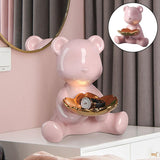 Modern Key Storage Bear Figure Statue Figurine for Candy Container Holder cherry pink