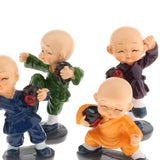 4pcs Little Monk Figurines Kungfu Monks Statue Car Decoration Crafts Style 1