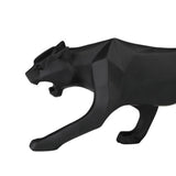 Geometric Leopard Statue Resin Panther Craft Figurine Home Sculpture Decor Black