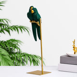 Resin Simulated Parrot Crafts Statue Sculpture Figurines Gift Cabinet Green