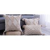 Throw Pillow Cover Tassels Woven Tufted Cushion Cover for Bed 45x45cm B