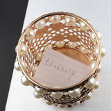 Crystal Makeup Brush Jewelry Storage Holder Pen Container Pearl Gold