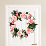 Artificial Peony Flower Garland Front Door Hanging Wreath Wedding Pink