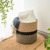 Maxbell Basket Hangers Rope Woven Decorative Dirty Clothes Basket Laundry Basket black25cm