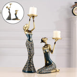 Antique Abstract Beauty Figurines Statues Resin Candlesticks Office Decor blue