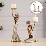 Antique Abstract Beauty Figurines Statues Resin Candlesticks Office Decor golden