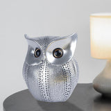 Chic Owl Figurine Sculpture Decorative Ornament Miniature Decor Silver