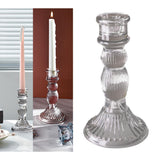 Retro Glass Candle Holder Candle Stand Candlestick Gift for Friends Gray A