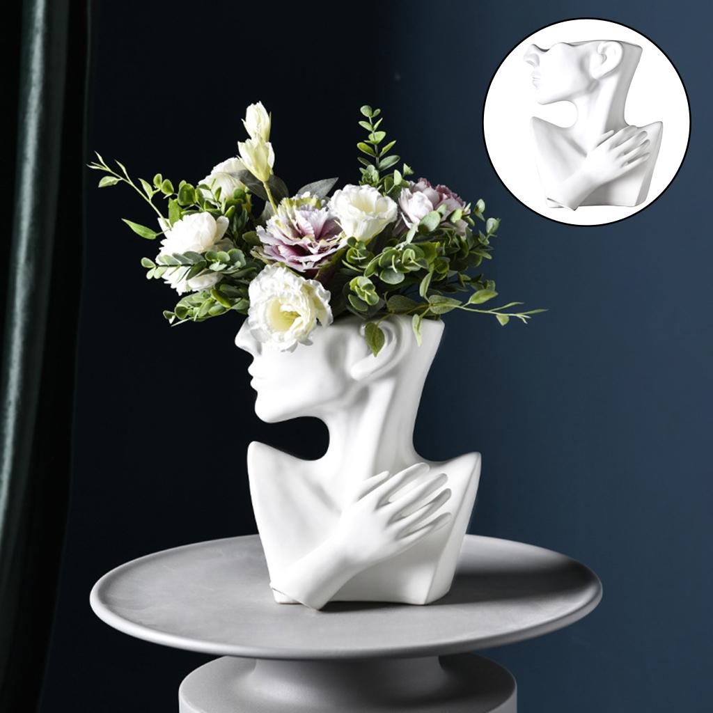 Maxbell  Flower Vase Portrait Sculpture Pot Tabletop Human Face Planting Pot Garden