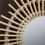 Modern Handmade Natural Rattan Sunburst Wall Hanging Mirror Entryway Hotel M