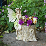 Decorated Fairies Figurines Planter Beautiful Garden Statue for Garden Decor A