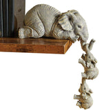 Adorable Elephant Figurine Resin Carving Animal Statue Sculpture Shelf Decor