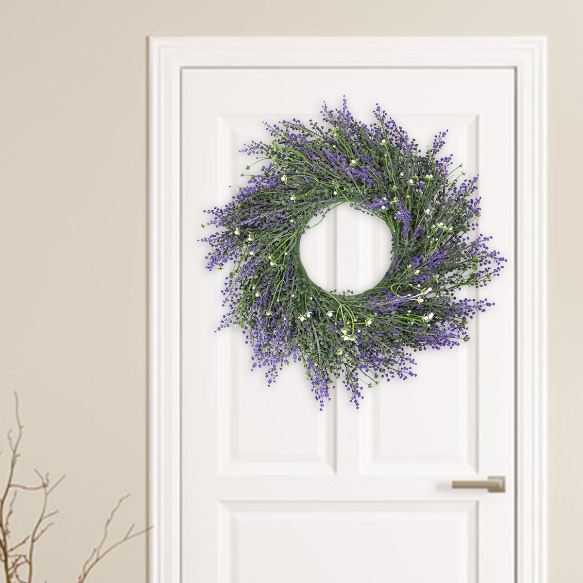 Artificial Lavender Wreath Garland Door Farmhouse Garden Decor Spiderwort