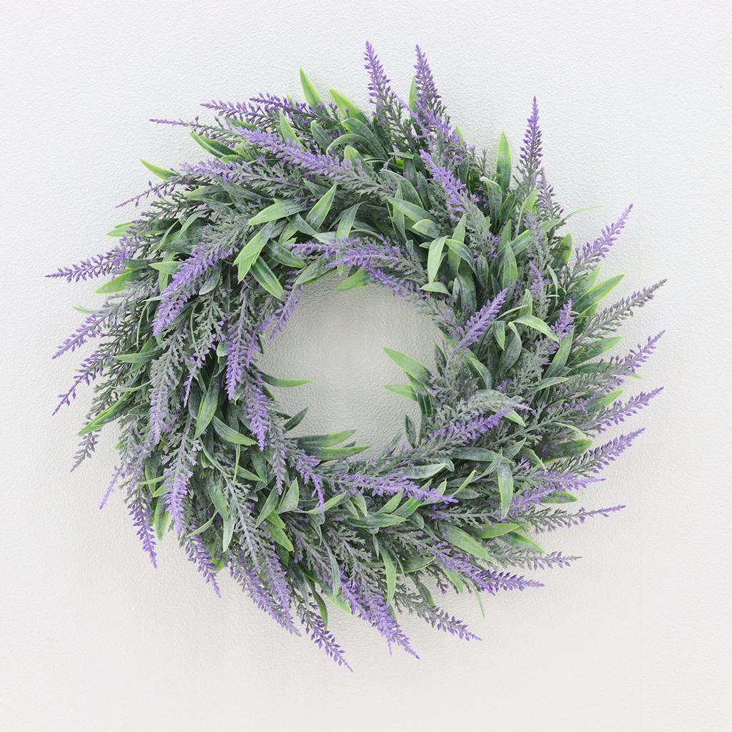 Artificial Front Door Simulation Lavender Flower Wreath Garland Purple Green