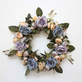 Artificial Flower Garland Silk Rose Flower Vine Wedding Yard Decor Blue D