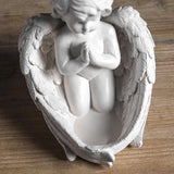 Baby Angel In Wings Statue Figurine Home Decor Cherub Sculpture 13.5x15x16cm