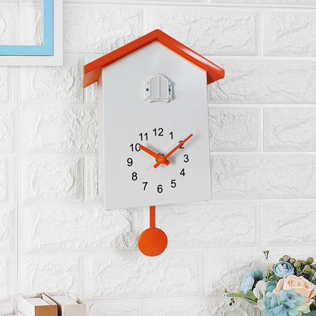 Cuckoo Wall Clock Children's Room Pendulum Clock Watch Wall Decor Orange