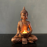 Buddha Yoga Candle Holder Tabletop Tealight Statue Home Office Collectible B