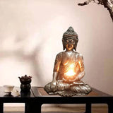 Buddha Yoga Candle Holder Tabletop Tealight Statue Home Office Collectible D