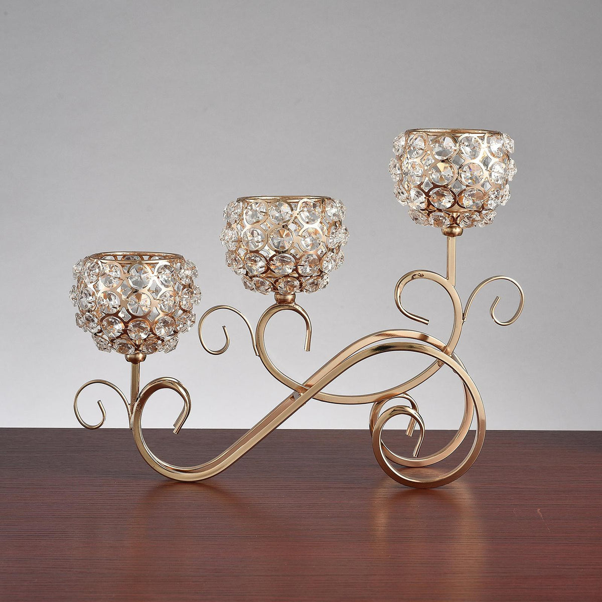 Candle Holder 3 Arm Candelabra Candlestick Wedding Table Centerpiece Golden