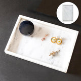 Marble Tray for Desktop Kitchen Stone Organizer Tray for Table Plate Holder White