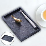Marble Tray for Desktop Kitchen Stone Organizer Tray for Table Plate Holder Black