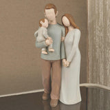 Hand-Painted Family Statue Ornaments Nordic Wedding Desktop Decor Sculptures Family of Three