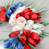 American Independence Day Wreath for Front Door - Patriotic Tulip Garland