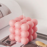Maxbell Cube Candle Soy Wax Small INS Bedroom Office Nursery Decor Dessert Candle pink