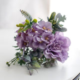 Artificial Rose Bouquet Silk Fake Flowers Leaf Party Home Decor Purple A