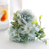 Artificial Rose Bouquet Silk Fake Flowers Leaf Party Home Decor Blue F