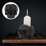 Skull Shape Candle Holder Candlestick Statue Craft Table Halloween Ornaments