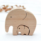 Elephant Statue Exquisite Wooden Sculpture Home Decor 2pcs