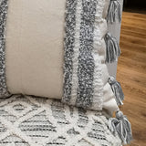 Woven Tufted Cushion Cover Modern Pillowcase with Tassels for Sofa Bed Couch E 45x45cm