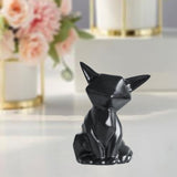 Matt Ceramic Fox Figurine Desktop Sculpture Craft Home Decoration Black S