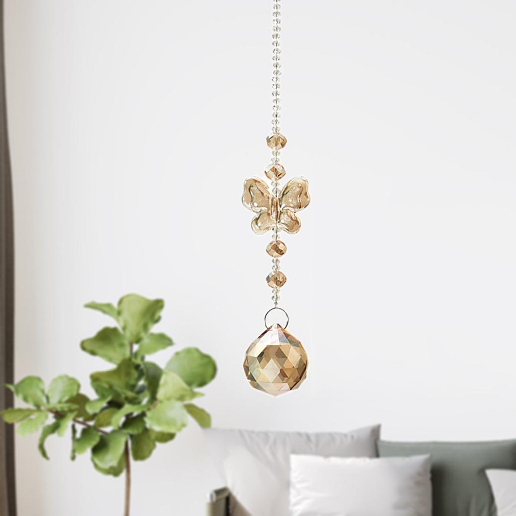 Maxbell  Sparkling Suncatcher Crystal Hanging Ornament Windchime Decor Champagne 30mm