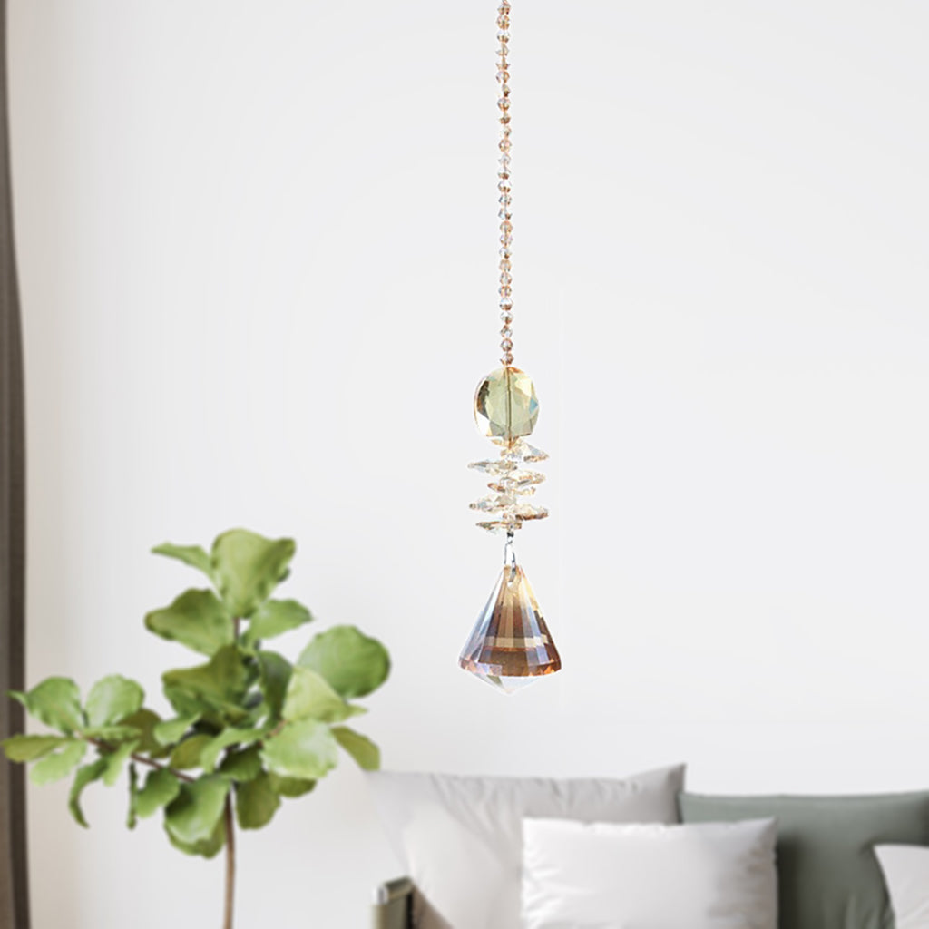 Maxbell  Sparkling Suncatcher Crystal Hanging Ornament Windchime Decor Champagne 40mm