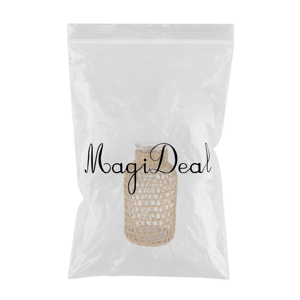 Maxbell  Glass Bottle Rope Woven Flower Vase Plants Planter Decor Triangle S