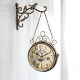 Creative European Double Sided Wall Hanging Clock Office Cafe Hotel Decor