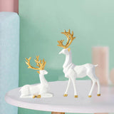 2x Resin Deer Figurine Statue Home Living Room Decor Crafts Sculpture Gifts White