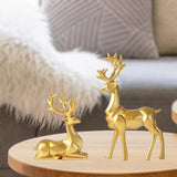 2x Resin Deer Figurine Statue Home Living Room Decor Crafts Sculpture Gifts Golden