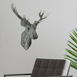 3D Deer Head Antlers Wall Art Statue Stickers Home Decoration Gray