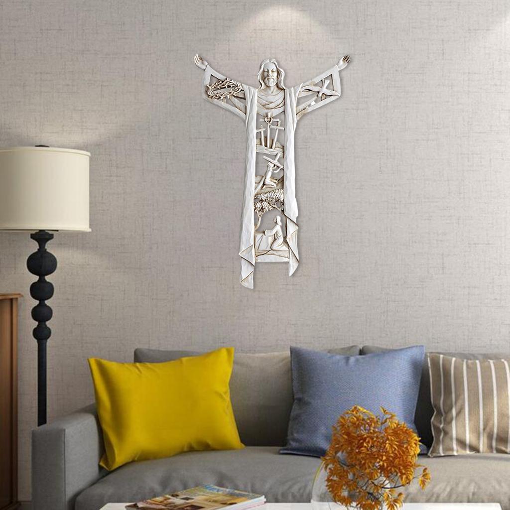 ⚡️Buy Risen Christ Wall Cross Crucifix Jesus Home Figurines Sculpture ...