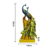 Chic Resin Peacock Figurine Sculpture Ornament Office Decoration Artwork D